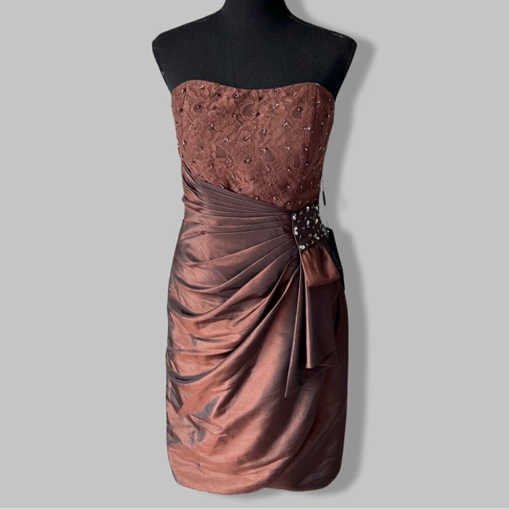 NWT IZIDRESS Strapless Sequins Evening Bride Cocktail Dress